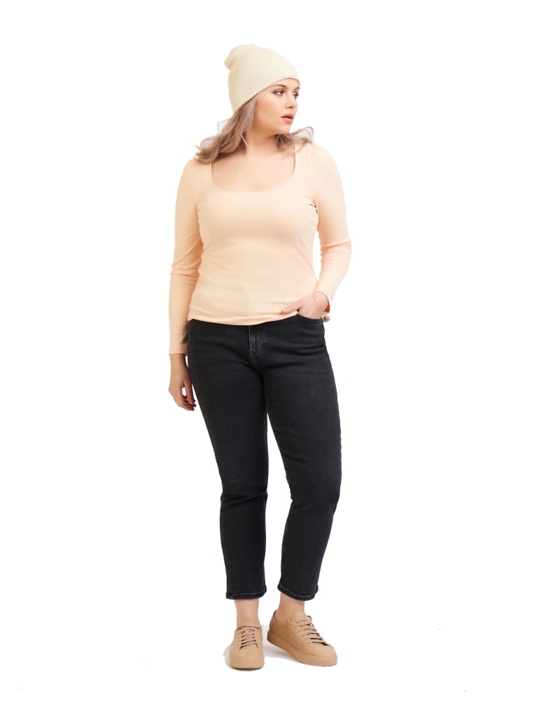 Plus size model wearing Colette Ruched Shoulder Top by Dex Plus | Dia&Co | dia_product_style_image_id:168470